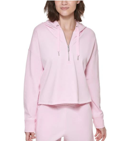 Calvin Klein Women's Half Zip Hoodie Pink S NEW PF2T2071