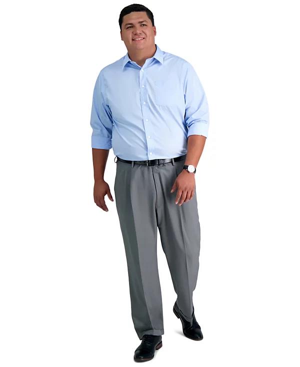 Haggar Men Big&Tall Stretch Classic-Fit Pleated Dress Pants 46 X32 NEW HD90651