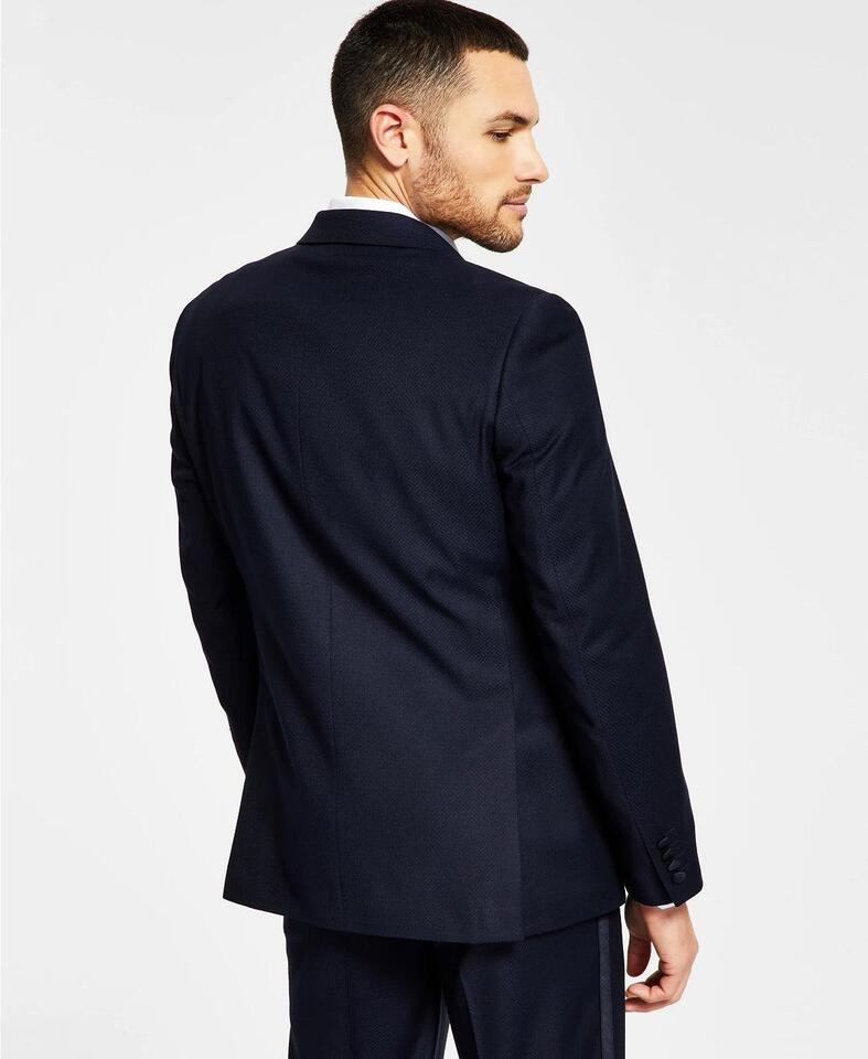 Alfani Mens Slim Diamond Grid Tuxedo Suit Jacket Navy 42 R NEW $360 TAEG1Q7Z0030