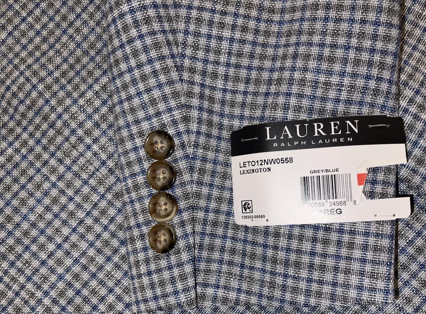 Ralph Lauren Men's Check Classic Fit Sport Coat 41 R NEW $295 LET012NW0558