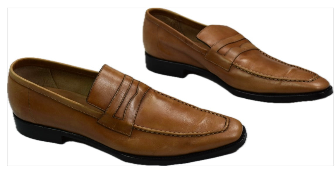 Kiton Men's Brown Calf Leather Loafers Luxury Sz US 9 MINT
