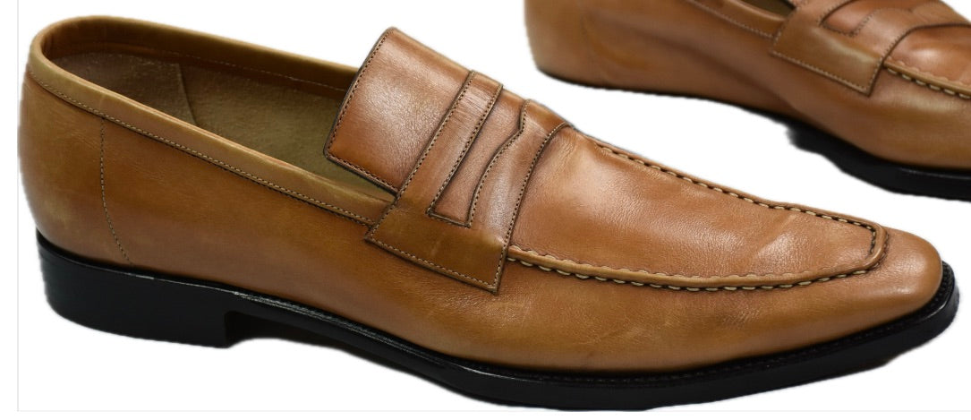 Kiton Men's Brown Calf Leather Loafers Luxury Sz US 9 MINT