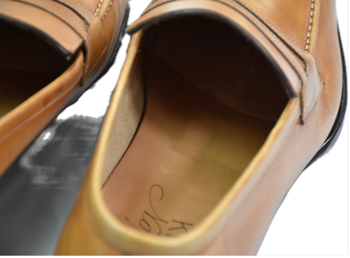 Kiton Men's Brown Calf Leather Loafers Luxury Sz US 9 MINT