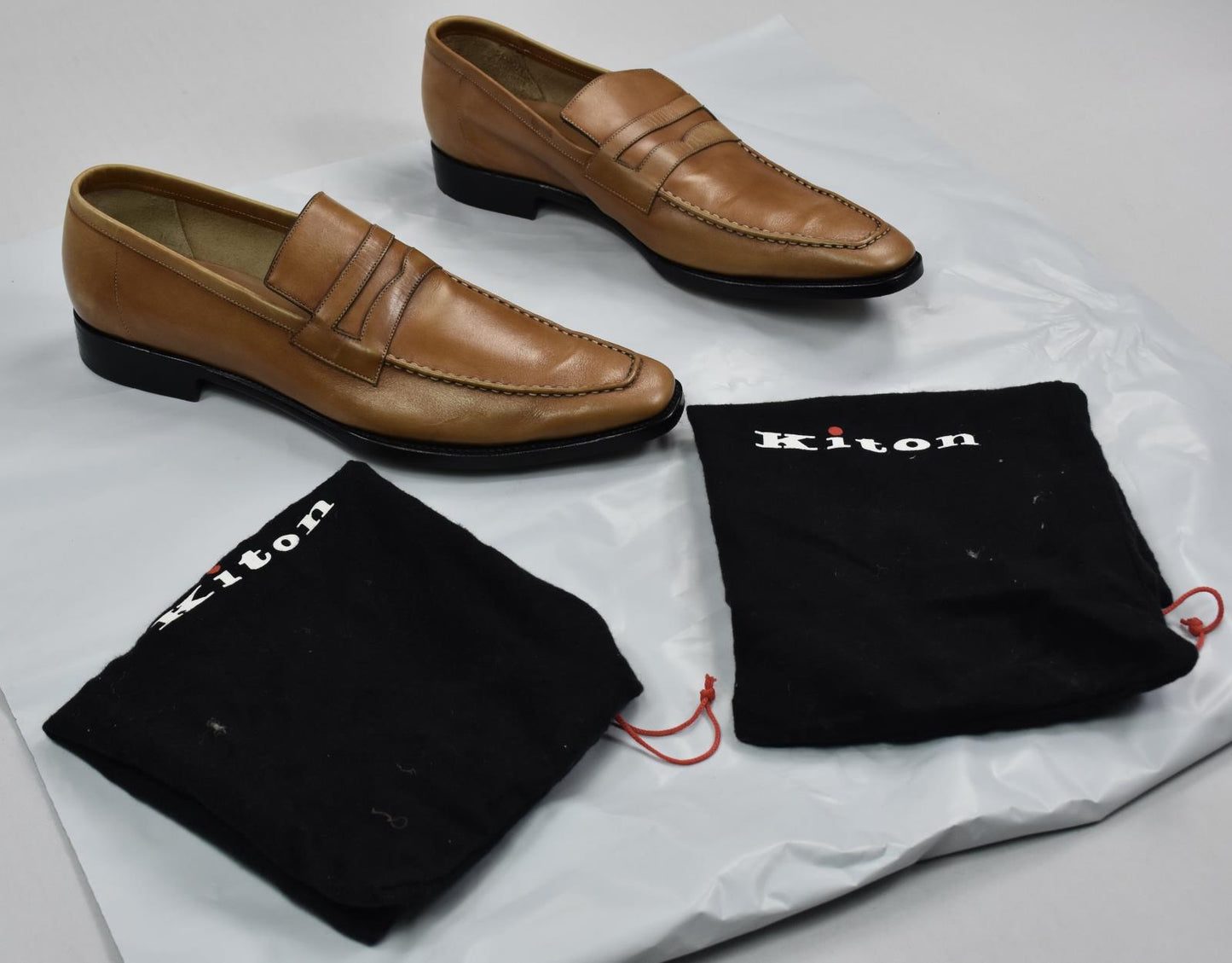 Kiton Men's Brown Calf Leather Loafers Luxury Sz US 9 MINT