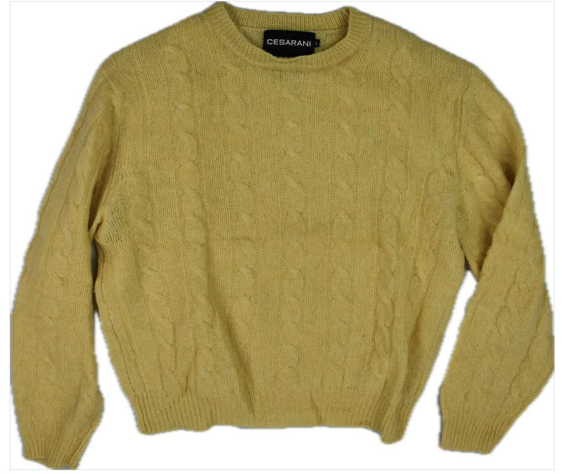 -LOTX2 VINTAGE Cesarani Men's All Pure Wool Wool Cable Knit Sweater L