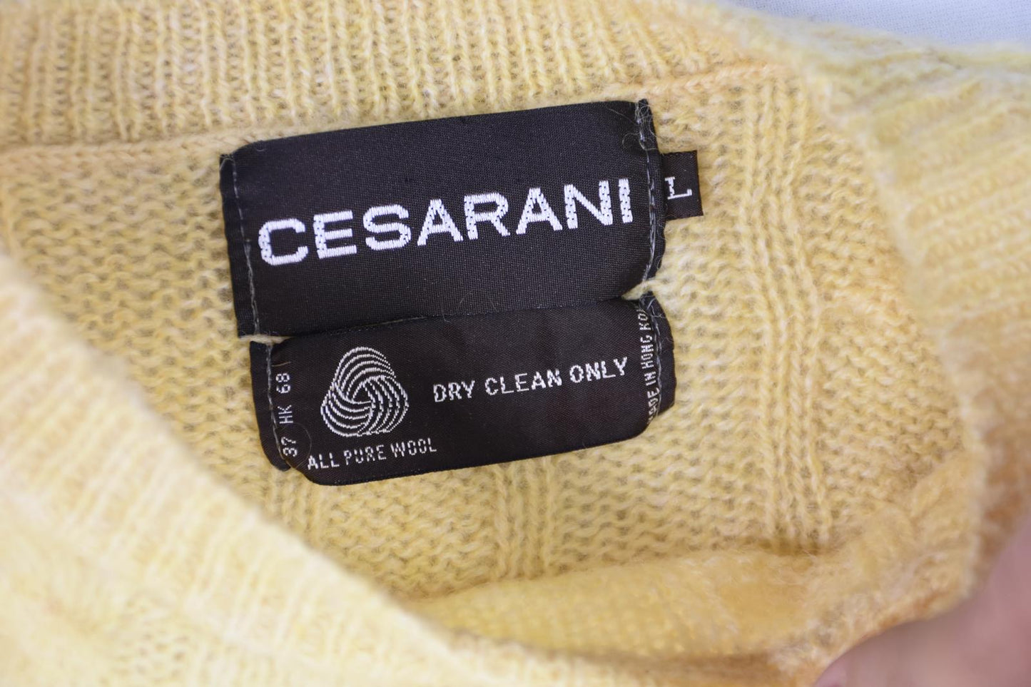 -LOTX2 VINTAGE Cesarani Men's All Pure Wool Wool Cable Knit Sweater L