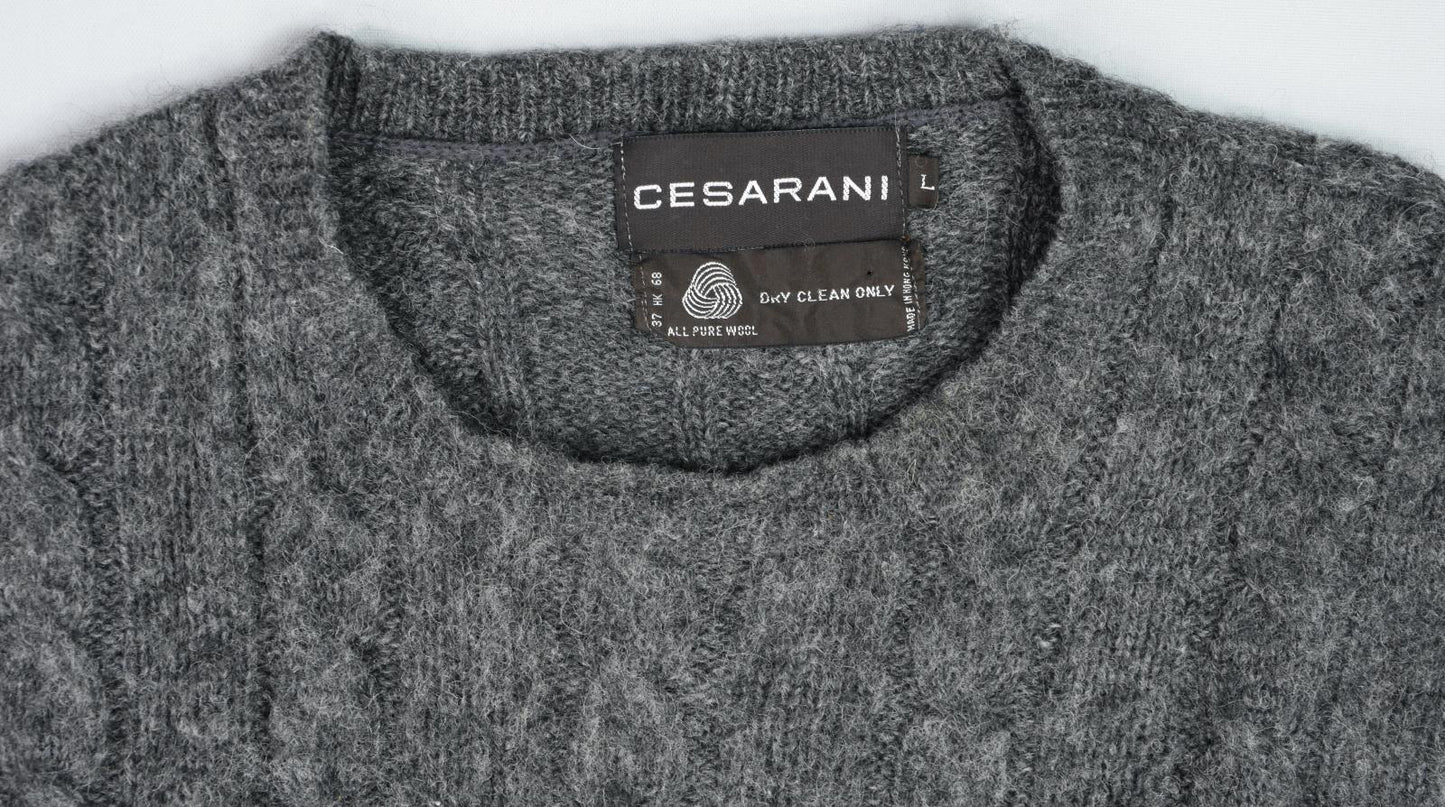 -LOTX2 VINTAGE Cesarani Men's All Pure Wool Wool Cable Knit Sweater L