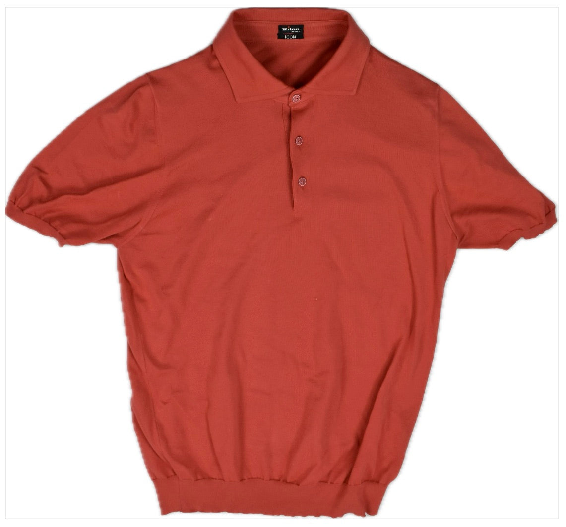 Kiton Napoli Icon Mens 3 Button Red Jersey Sweater Polo Shirt Size XL / 54 $1100
