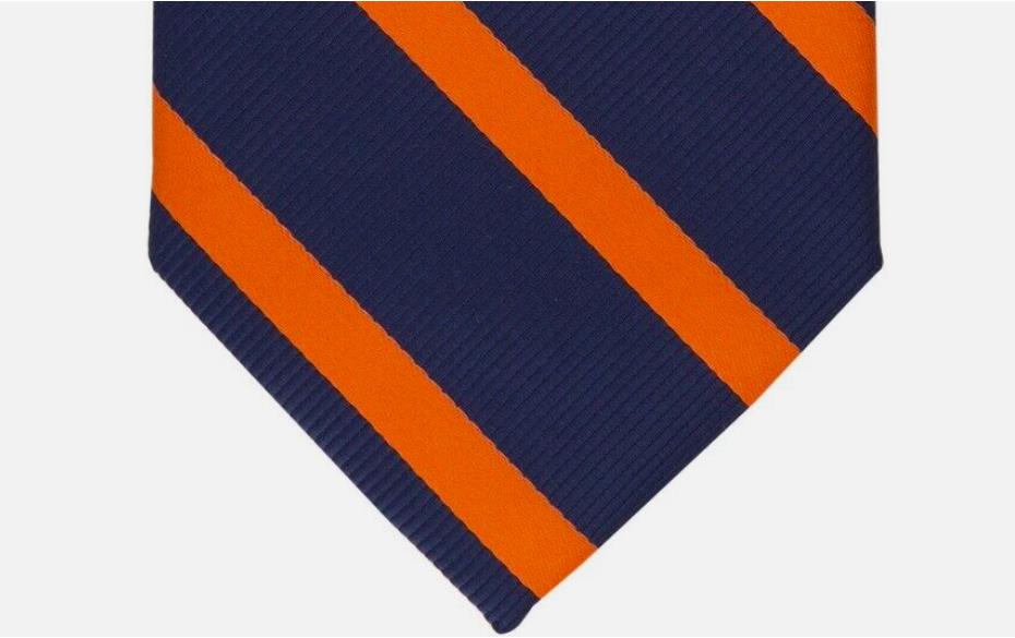 Club Room Men's Bay Stripe Orange Navy Tie Necktie New 3" $55 1CRC22-3024
