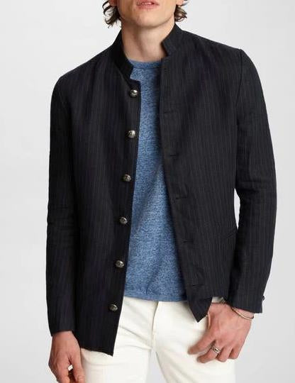 John Varvatos WILLY WASHED INDIGO PINSTRIPE JACKET 44 OR L Imperfect  JVS1792W1B