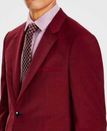 Hugo Boss Men Karl232X Dark Red Modern-Fit Wool Blend Suit Jacket 36 S NEW $495