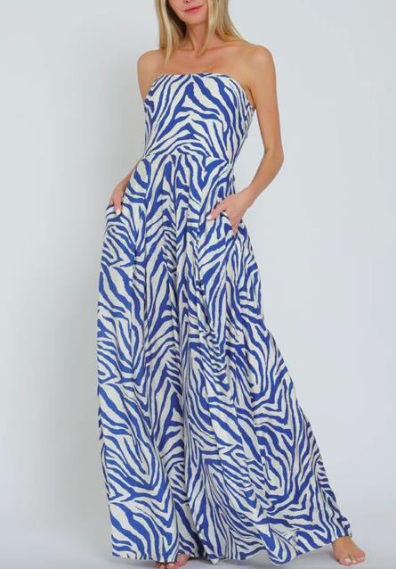 AaKaa Women's Lorena Strapless Tube Top Jumpsuit Elastic Back Tie-Back M NEW $69