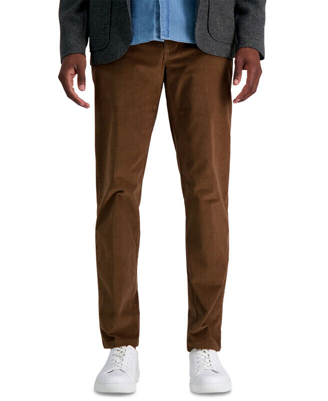 Kenneth Cole Mens Slim Stretch Corduroy Camel Pants 32 X 29 NEW $100 KC80123
