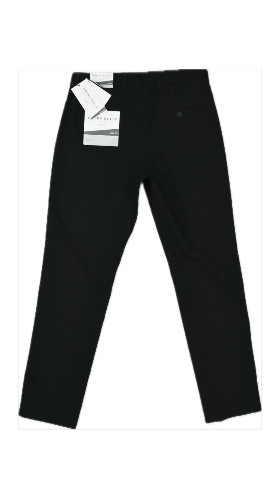 Perry Ellis Portfolio Mens Black Slim Fit Pants 34 X 30 NEW $95 5QSB0040