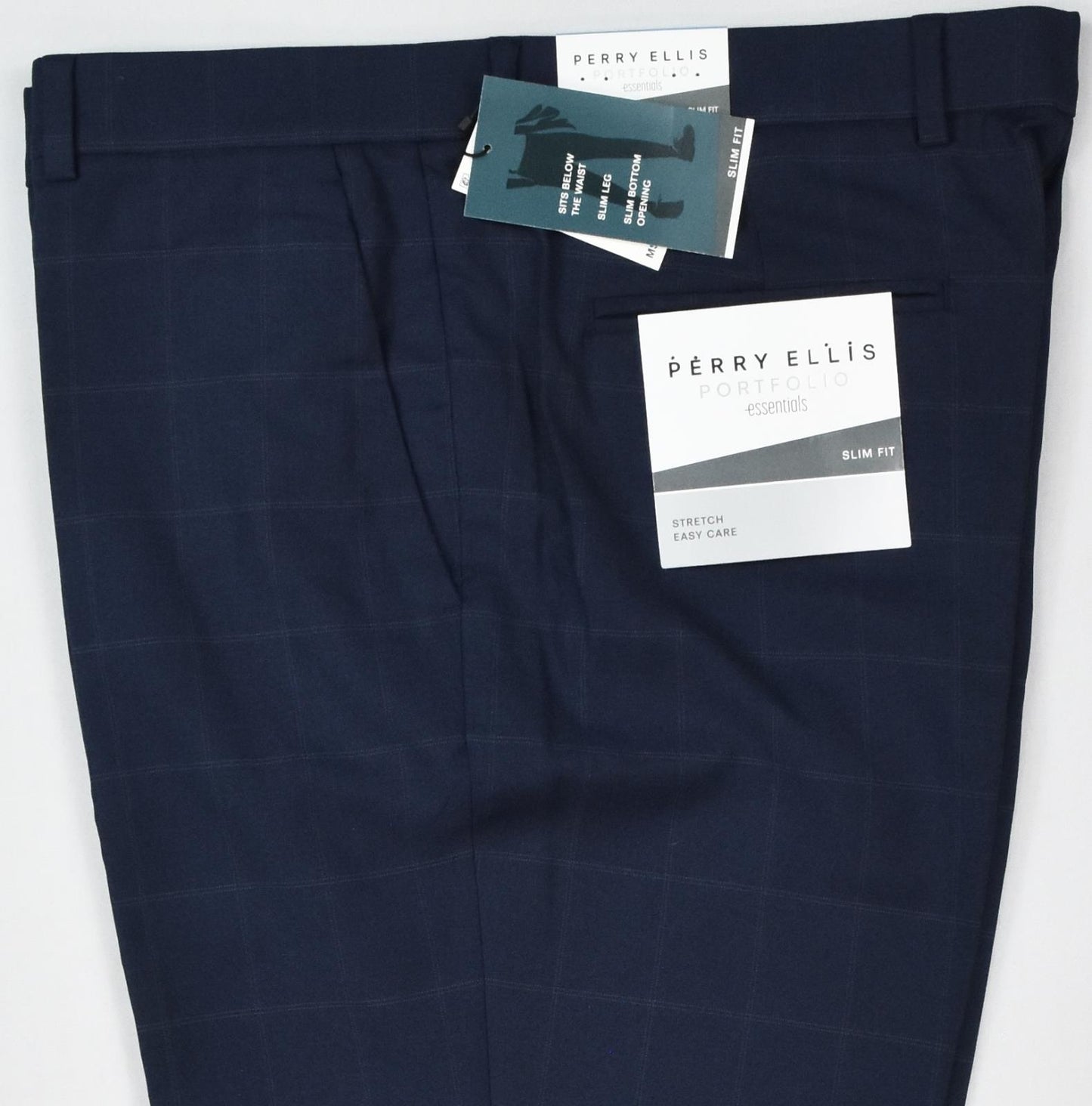 Perry Ellis Portfolio Mens Slim Flat Front Dres Navy 36 X 32 New $95 5RFB0134