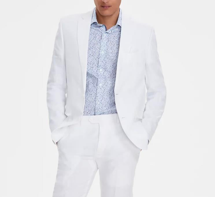 Bar III Mens Slim White Solid Linen Sport Coat 40 R NEW $295 TTAY1CQZ0015