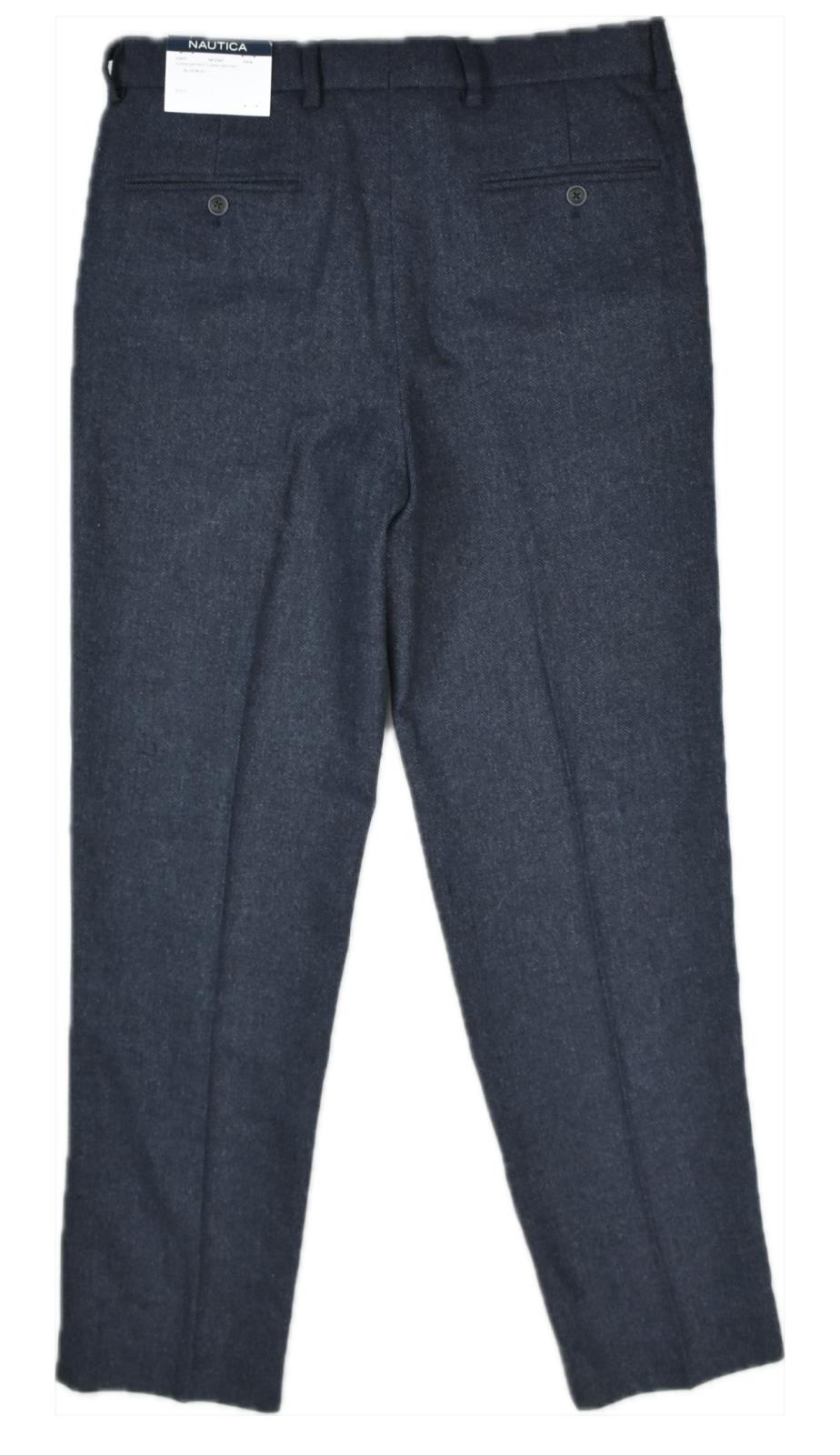 Nautica Mens Navy Herringbone Stretch 2 Piece Suit 38 R / 32 W NEW $395 NF2547