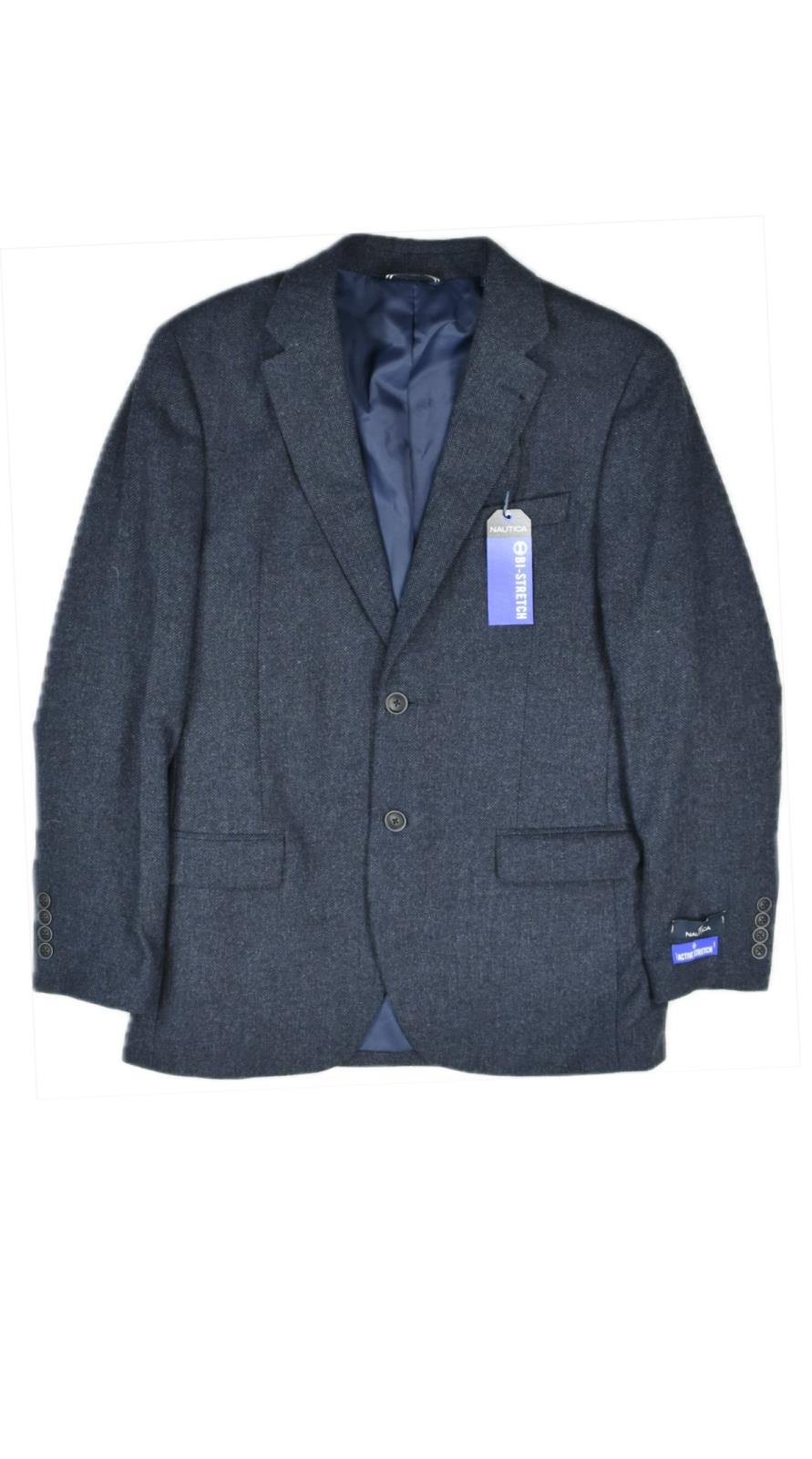 Nautica Mens Navy Herringbone Stretch 2 Piece Suit 38 R / 32 W NEW $395 NF2547
