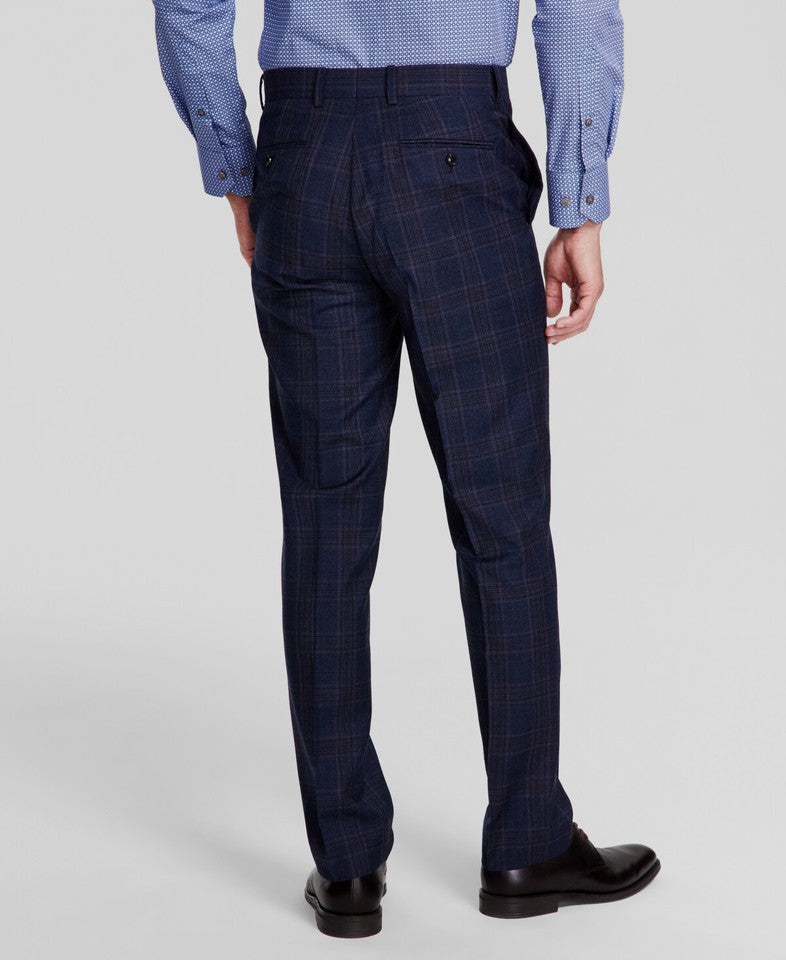 Tallia Men's Blue Plaid Slim Wool Blend Pants 34 X 30 NEW $175