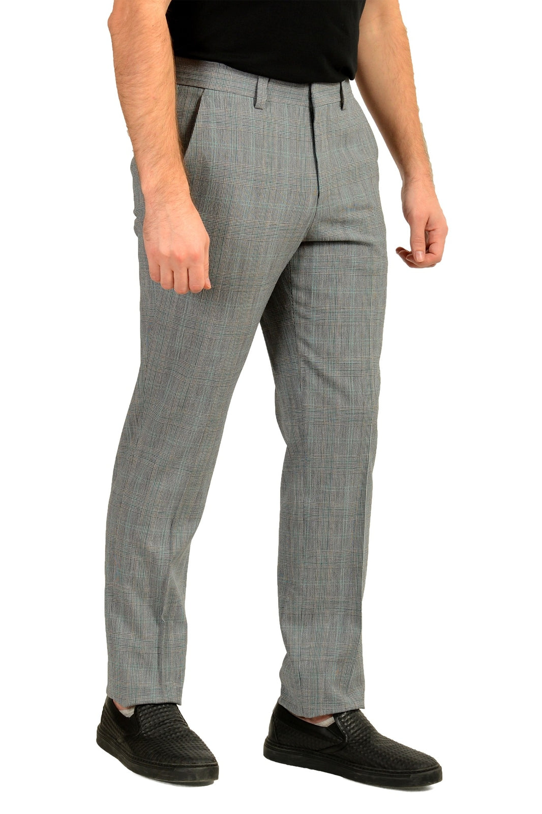 Hugo Boss Men's Modern-Fit Gray Multi Plaid Pants 34 X 33 NEW $198 TOM232X