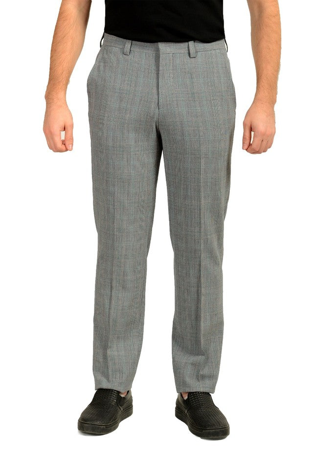 Hugo Boss Men's Modern-Fit Gray Multi Plaid Pants 34 X 33 NEW $198 TOM232X