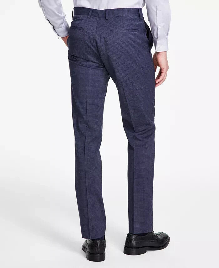 DKNY Men's Navy Micro-Check Modern Fit Stretch Pants 32 X 34 NEW $135