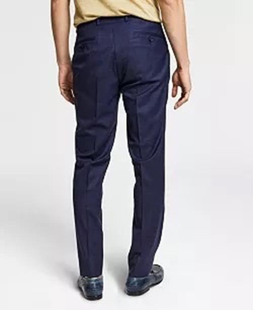 Bar III Men's Wool Blend Skinny Navy Plaid Pants 33 X 30 NEW $175 MIONPC5Z0070