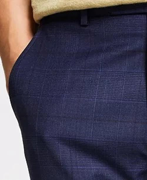 Bar III Men's Wool Blend Skinny Navy Plaid Pants 33 X 30 NEW $175 MIONPC5Z0070