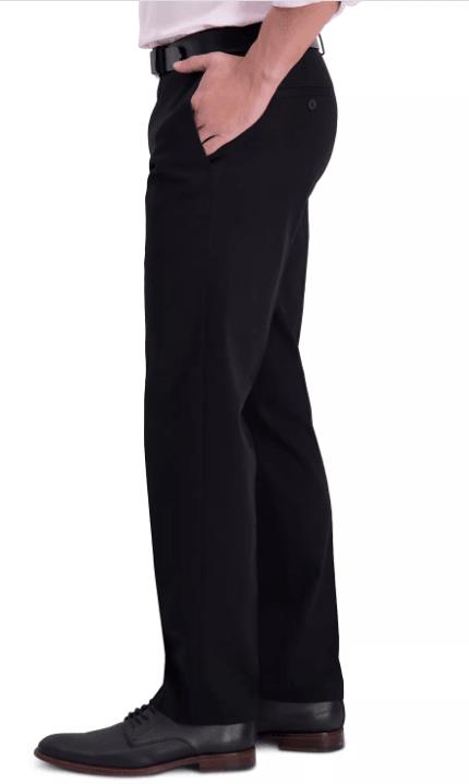Haggar Mens Straight Fit Flat Front Black Pants 34 X 30 NEW $70 HC71000