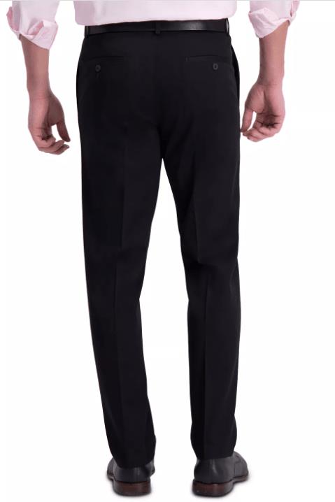 Haggar Mens Straight Fit Flat Front Black Pants 34 X 30 NEW $70 HC71000
