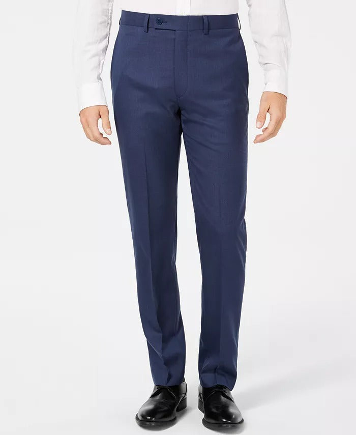 Calvin Klein Mens 100% Wool Slim Solid Blue Pants 42 X 30 NEW