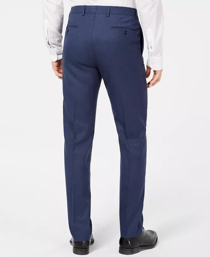 Calvin Klein Mens 100% Wool Slim Solid Blue Pants 42 X 30 NEW