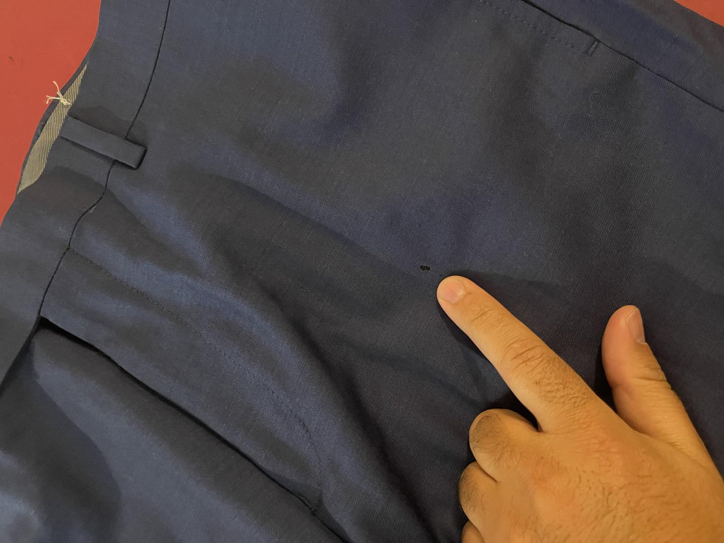 Calvin Klein Mens Slim 100% Wool Blue Dress Pants 33 X 30 Moth Damage NEW $200