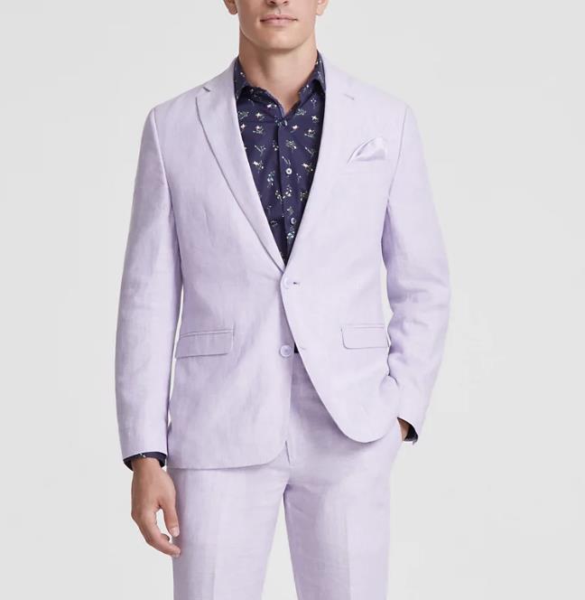 Bar III Men's Lavender Slim Linen 2 Piece Suit Jacket 44 S Pant 38 X 34 NEW