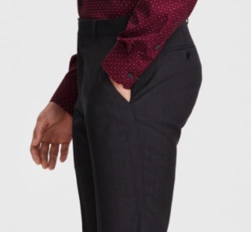 Alfani Mens Slim Fit Grey Burgundy Plaid Pants 32 X 34 NEW $135 MKXEPQ3Z0181