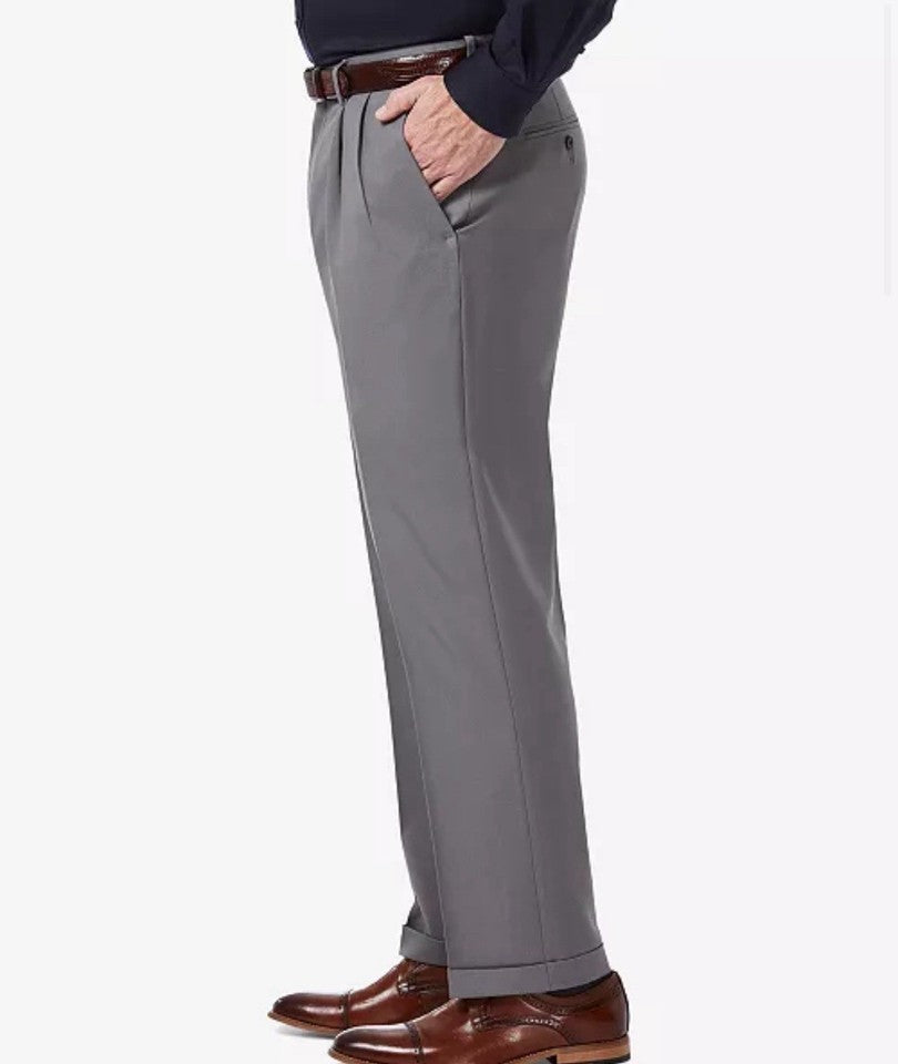 Haggar Men's Cool 18 Pro Pants Classic Fit Pleated 38 X 29 NEW $70 HC00255