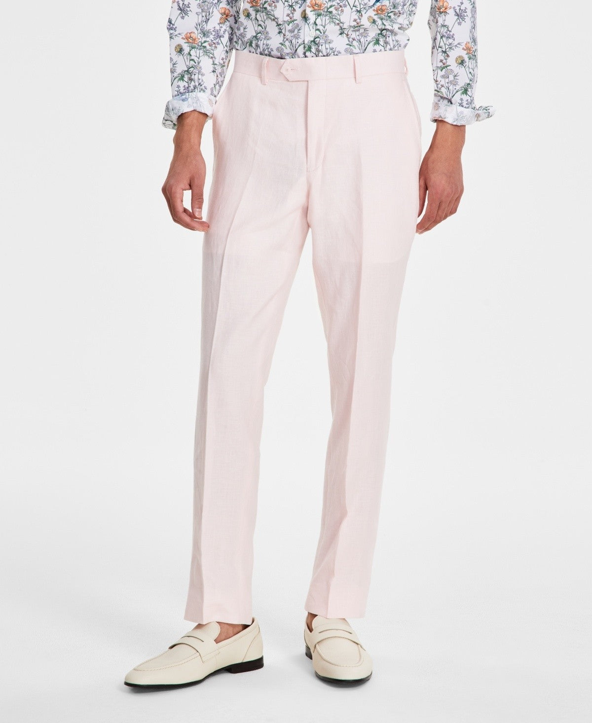 Bar III Men's Slim Pink Stretch Linen Suit Pants 33 X 32 NEW $136 MLCOPC1Y0071