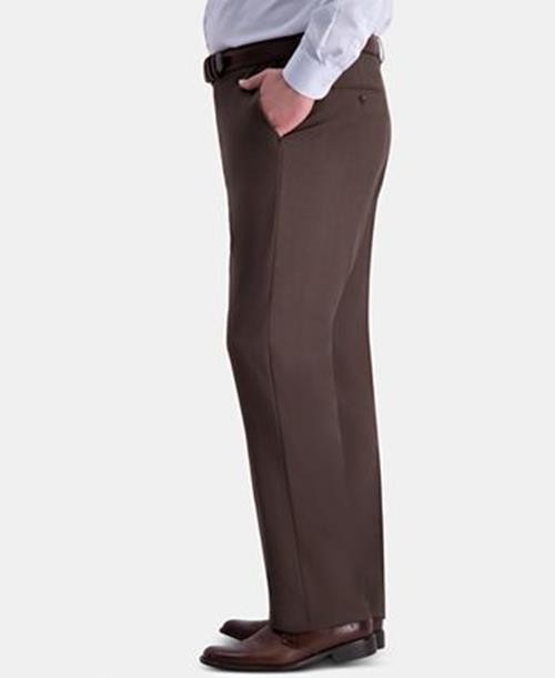 Haggar Men's DRK Chocolate Classic-Fit Flat Front Pants 46 X 29 NEW $80 HD90650