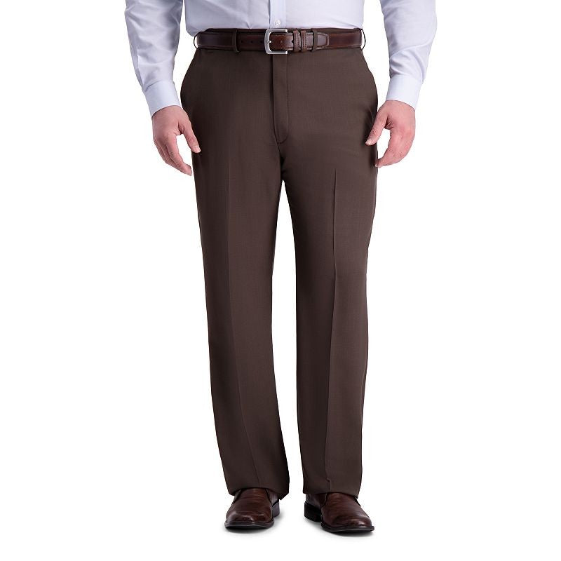 Haggar Men's DRK Chocolate Classic-Fit Flat Front Pants 46 X 29 NEW $80 HD90650