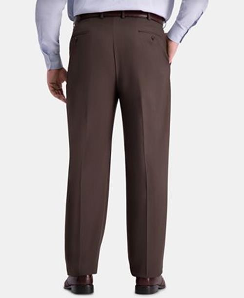 Haggar Men's DRK Chocolate Classic-Fit Flat Front Pants 46 X 29 NEW $80 HD90650