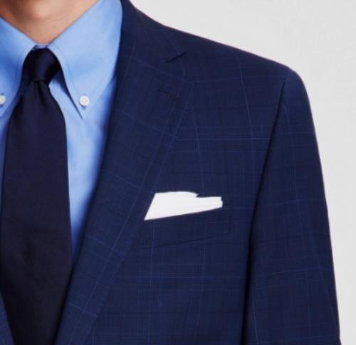 B Brooks Brothers Mens Navy Plaid Classic fit Suit Jacket 38 R New 100206361