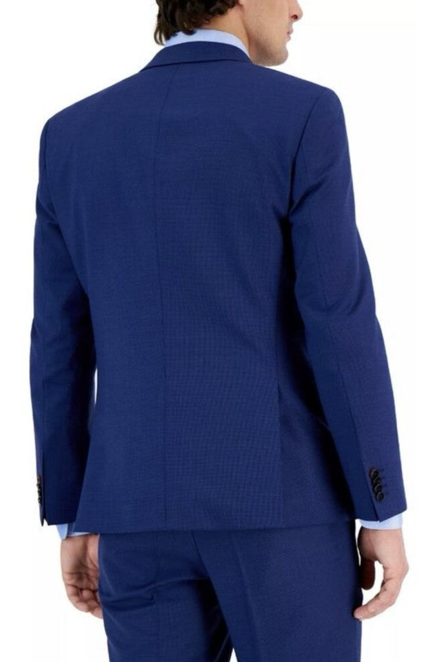 Hugo Boss Mens Henry231X Blue Slim Wool Blend Textured Suit Jacket 36 S NEW $495