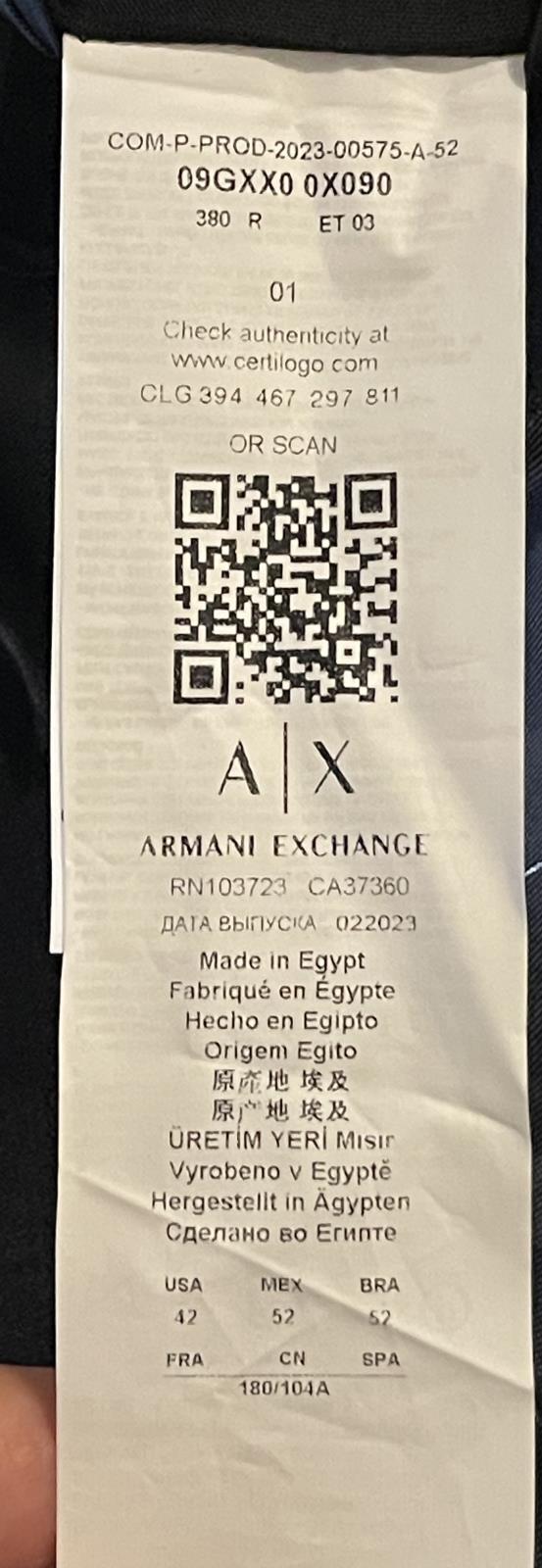 AX Armani Exchange Mens Slim Wool Suit Jacket Size 42 R New $475 09GXX0-0X090