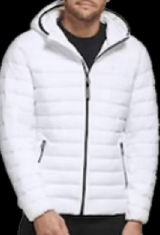 Calvin Klein Men's Hooded WHT Quilted Packable Puffer Jacket L NEW $225 CM918150