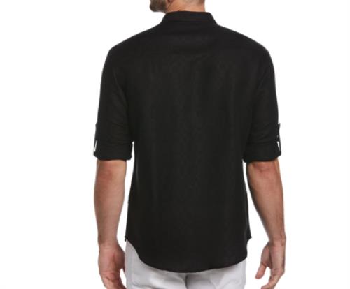 Cubavera Mens Black Linen Button-Down Shirt M NEW $90 CUWFC025DS