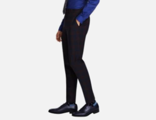 Bar III Men's Burgundy Navy Slim Plaid Stretch Pants 38 X 32 $175 MCSTPC5Z0103