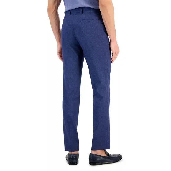 HUGO Boss Mens Wool Blend Modern-Fit Micro-Grid Dress Pants 38 X 33 TOM232X
