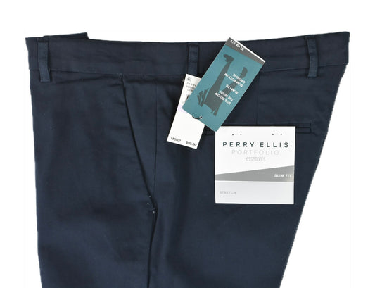 Perry Ellis Portfolio Mens Dark Sapphire Slim Fit Pants 34 X 29  $95 5QSB0040