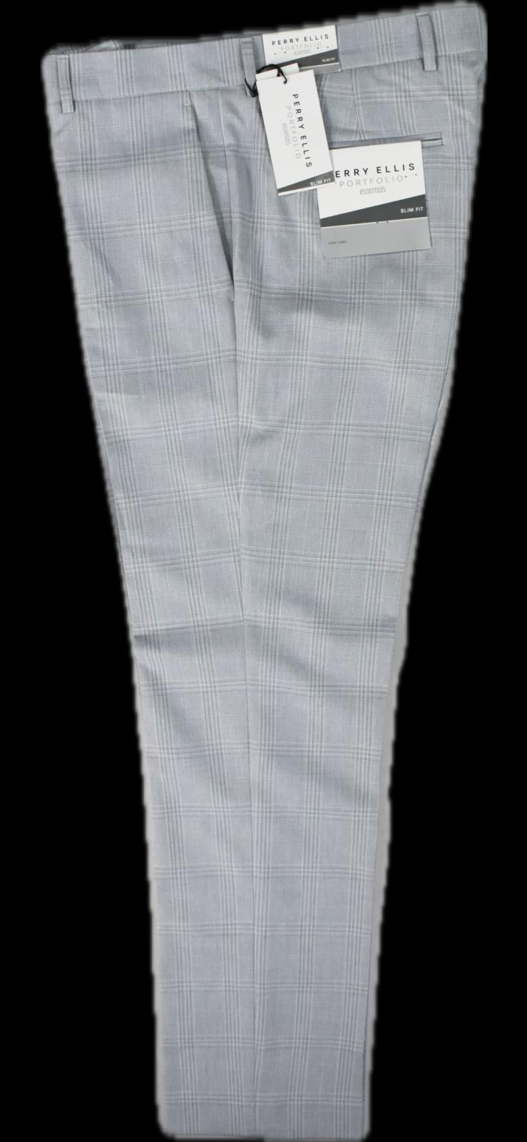 Perry Ellis Men's Slim Flat Front Dress Pants Size 34 X 32 $95 PTBSD025
