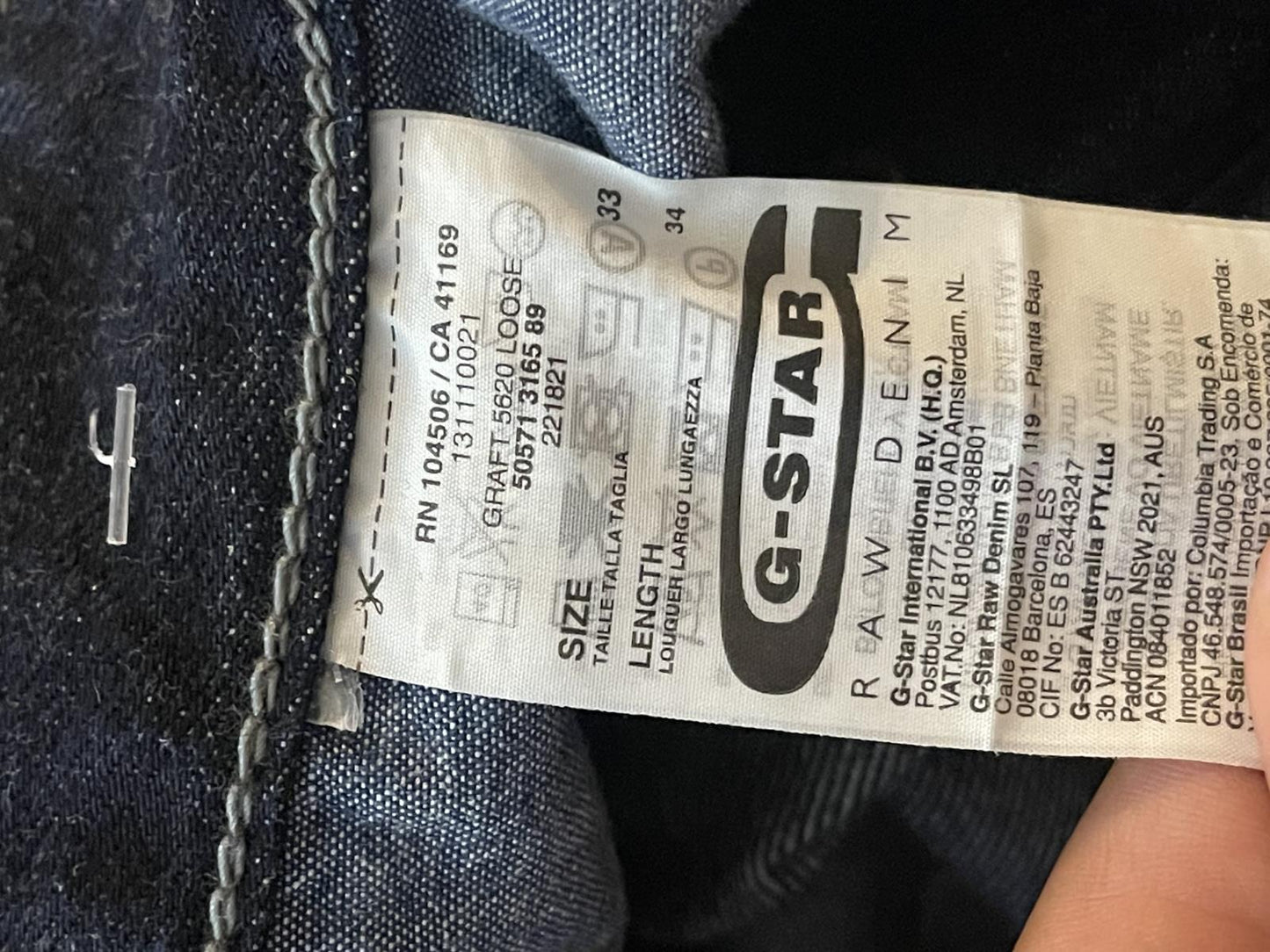 G-Star Men's Graft 5620 Loose Jeans 33 X 34 MINT 50571 3165 89 221821